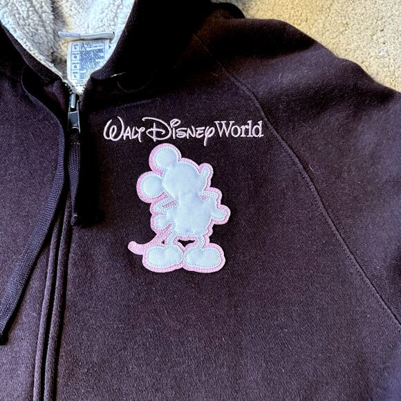 Mickey Mouse Walt Disney World Hoodie Zip Up Jacket Fleece Lined Size Large - Picture 2 of 9